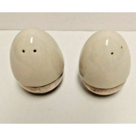 Lenox Porcelain Towle Sterling Silver Egg Salt Pepper Shakers Contempra House